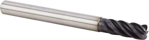 Kennametal - 12mm, 5 Flute, Single End, Solid Carbide, 1mm Corner Radius End Mill - 84mm OAL, 38° Helix, Right Hand Flute, 26mm LOC, Right Hand Cut, 36mm Extended Reach - Eagle Tool & Supply