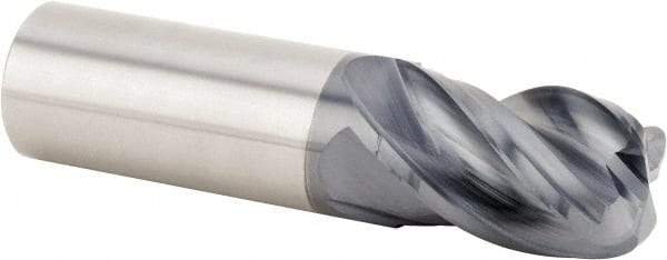 Kennametal - 1/2", 4 Flute, Single End, Solid Carbide, 0.12" Corner Radius End Mill - 4" OAL, 30° Helix, Right Hand Flute, 1-1/2" LOC, Right Hand Cut - Eagle Tool & Supply