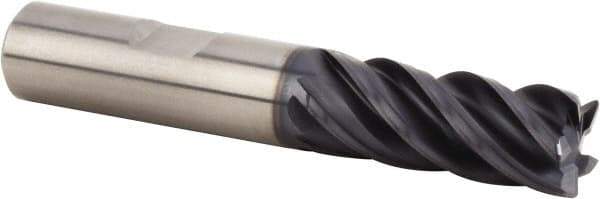 Kennametal - 1/2", 5 Flute, Single End, Solid Carbide, 0.12" Corner Radius End Mill - 3" OAL, 38° Helix, Right Hand Flute, 1-1/4" LOC, Right Hand Cut - Eagle Tool & Supply