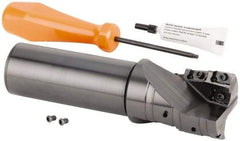 Kennametal - 40mm Cut Diam, 42mm Max Depth of Cut, 32mm Shank Diam, 160mm OAL, Indexable Square Shoulder Helical End Mill - GOMT 13T3.., JOMT 13T3.. Inserts, Cylindrical Shank, 0° Lead Angle, Series KDMR - Eagle Tool & Supply