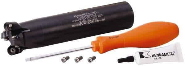 Kennametal - 1-1/2" Cutting Diam, 1-1/4" Shank Diam, 1-1/2" Max Depth of Cut, Straight Shank Indexable Copy End Mill - 4 Inserts, RP.T 43.. Insert, KSRM Toolholder, Through Coolant - Eagle Tool & Supply