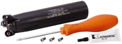 Kennametal - 1-1/2" Cutting Diam, 1-1/4" Shank Diam, 1-1/2" Max Depth of Cut, Straight Shank Indexable Copy End Mill - 4 Inserts, RP.T 43.. Insert, KSRM Toolholder, Through Coolant - Eagle Tool & Supply