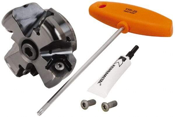 Kennametal - 3" Cut Diam, 1" Arbor Hole, 8mm Max Depth of Cut, 45° Indexable Chamfer & Angle Face Mill - 4 Inserts, HNPJ 1307... Insert, Right Hand Cut, 4 Flutes, Through Coolant, Series Dodeka Max - Eagle Tool & Supply