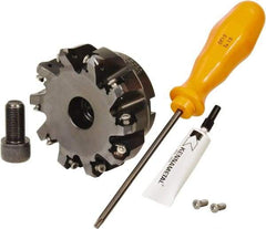 Kennametal - 3" Cut Diam, 1" Arbor Hole, 3.23mm Max Depth of Cut, 45° Indexable Chamfer & Angle Face Mill - 10 Inserts, HNGJ 0604... Insert, Right Hand Cut, 10 Flutes, Through Coolant, Series Dodeka Mini - Eagle Tool & Supply