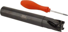 Kennametal - 1-1/4" Cut Diam, 14.48mm Max Depth of Cut, 1-1/4" Shank Diam, 8" OAL, Indexable Square Shoulder Helical End Mill - EC14.., EP14.. Inserts, Cylindrical Shank, 0° Lead Angle, Through Coolant, Series Mill 1-14 - Eagle Tool & Supply
