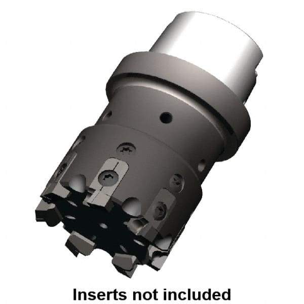Kennametal - 8 Inserts, 63mm Cut Diam, 63mm Arbor Diam, 3mm Max Depth of Cut, Indexable Square-Shoulder Face Mill - 0/90° Lead Angle, 122mm High, Through Coolant, Series AluMill - Eagle Tool & Supply