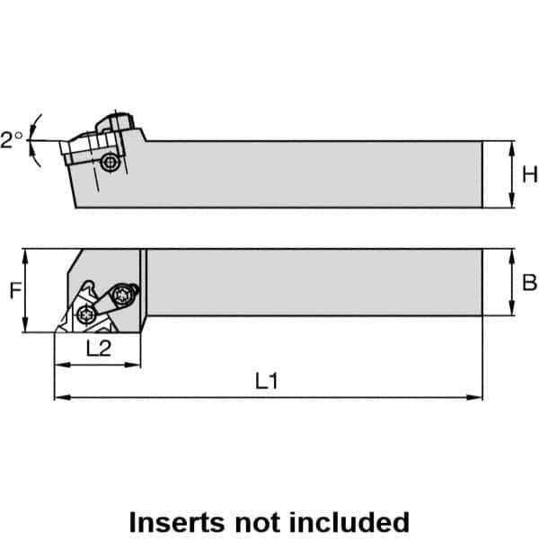 Kennametal - External Thread, Right Hand Cut, 32mm Shank Width x 32mm Shank Height Indexable Threading Toolholder - 170mm OAL, LT 22ER Insert Compatibility, LSS Toolholder, Series LT Threading - Eagle Tool & Supply