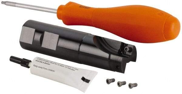 Kennametal - 32mm Cut Diam, 6.57mm Max Depth of Cut, 32mm Shank Diam, 100mm OAL, Indexable Square Shoulder End Mill - SP.T 10T3.. Inserts, Weldon Shank, 0° Lead Angle, Through Coolant, Series KSSM 90 - Eagle Tool & Supply