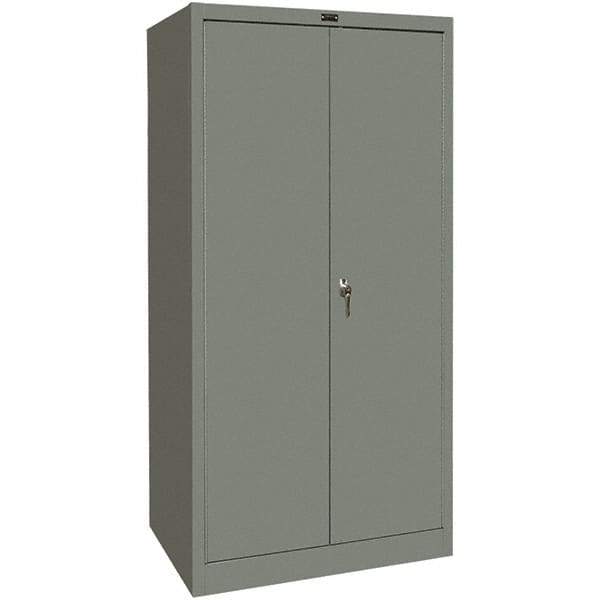 Hallowell - 4 Shelf Locking Storage Cabinet - Steel, 48" Wide x 18" Deep x 72" High, Gray - Eagle Tool & Supply