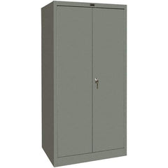 Hallowell - 4 Shelf Locking Storage Cabinet - Steel, 48" Wide x 24" Deep x 72" High, Gray - Eagle Tool & Supply