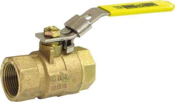 Milwaukee Valve - 2" Pipe, Large Port, Bronze Standard Ball Valve - 2 Piece, Threaded (NPT) Ends, Locking Lever Handle, 125 WOG, 150 WSP - Eagle Tool & Supply