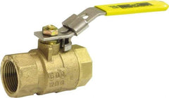 Milwaukee Valve - 2" Pipe, Large Port, Bronze Standard Ball Valve - 2 Piece, Threaded (NPT) Ends, Locking Lever Handle, 125 WOG, 150 WSP - Eagle Tool & Supply