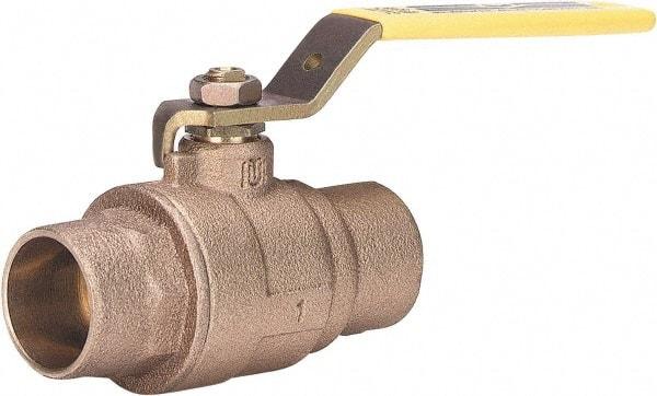 Milwaukee Valve - 1" Pipe, Large Port, Bronze Standard Ball Valve - 2 Piece, Solder Ends, Lever Handle, 600 WOG, 150 WSP - Eagle Tool & Supply