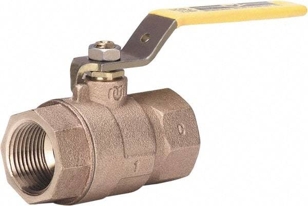 Milwaukee Valve - 1-1/4" Pipe, Large Port, Bronze Standard Ball Valve - 2 Piece, Threaded (NPT) Ends, Lever Handle, 600 WOG, 150 WSP - Eagle Tool & Supply