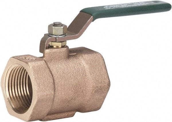 Milwaukee Valve - 1" Pipe, Full Port, Bronze Full Port Ball Valve - Bi-Directional, Threaded (NPT) Ends, Lever Handle, 175 WOG - Eagle Tool & Supply