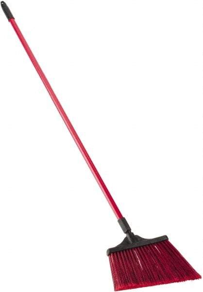 O-Cedar - 13" Wide, Red Synthetic Bristles, 48" Fiberglass Handle, Angled Broom - Flagged - Eagle Tool & Supply