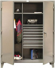 Strong Hold - 3 Shelf 7 Bin Combination Storage Cabinet - Steel, 48" Wide x 24" Deep x 78" High, Dark Gray - Eagle Tool & Supply