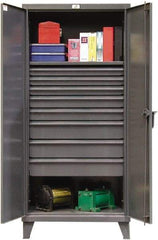 Strong Hold - 1 Shelf 8 Bin Locking Storage Cabinet - Steel, 36" Wide x 24" Deep x 78" High, Dark Gray - Eagle Tool & Supply