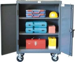 Strong Hold - 2 Shelf Mobile Storage Cabinet - Steel, 36" Wide x 20" Deep x 50" High, Dark Gray - Eagle Tool & Supply