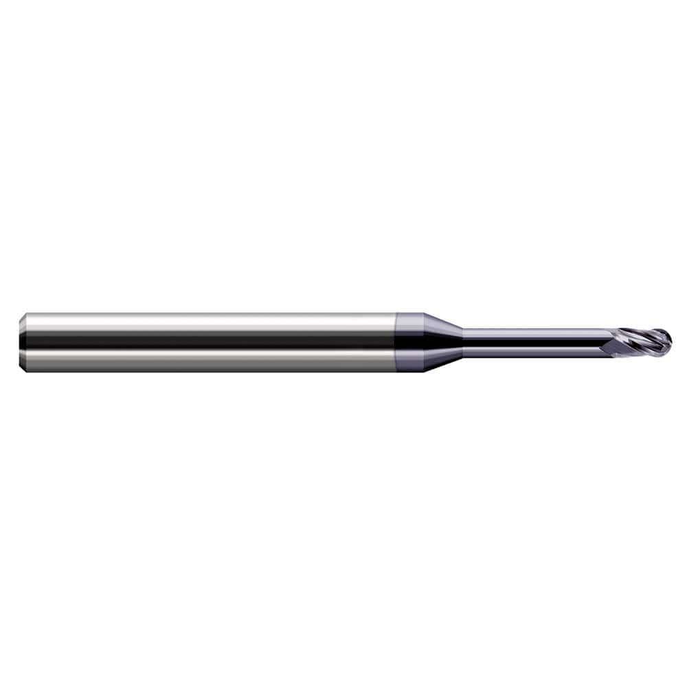 Harvey Tool - Ball End Mills; Mill Diameter (mm): 0.80 ; Mill Diameter (Inch): 1/32 ; Mill Diameter (Decimal Inch): 0.0310 ; Number of Flutes: 3 ; Length of Cut (mm): 1.2000 ; Length of Cut (Inch): 3/64 - Exact Industrial Supply