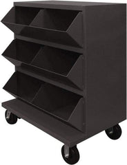 Durham - 2,400 Lb Capacity, 24" Wide x 36" Long x 49-1/4" High Storage Bin Cart - 6 Slot, Steel, 2 Rigid/2 Swivel Casters - Eagle Tool & Supply