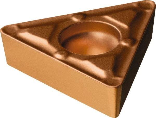 Sandvik Coromant - TCMX32.51 WF Grade 1115 Carbide Turning Insert - TiAlN/AlCr2O3 Finish, 60° Triangle, 3/8" Inscr Circle, 5/32" Thick, 1/64" Corner Radius - Eagle Tool & Supply