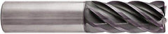 Niagara Cutter - 1", 2" LOC, 1" Shank Diam, 5" OAL, 6 Flute, Solid Carbide Square End Mill - Single End, AlTiN Finish, Spiral Flute, 38° Helix, Centercutting, Right Hand Cut, Right Hand Flute, Series S638 - Eagle Tool & Supply