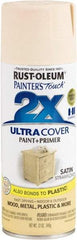 Rust-Oleum - Strawflower (Color), Satin, Enamel Spray Paint - 8 Sq Ft per Can, 12 oz Container, Use on Multipurpose - Eagle Tool & Supply