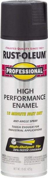 Rust-Oleum - Black, Flat, Rust Proof Enamel Spray Paint - 14 Sq Ft per Can, 15 oz Container, Use on Multipurpose - Eagle Tool & Supply