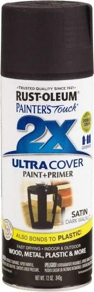 Rust-Oleum - Dark Walnut, Satin, Enamel Spray Paint - 8 Sq Ft per Can, 12 oz Container, Use on Multipurpose - Eagle Tool & Supply