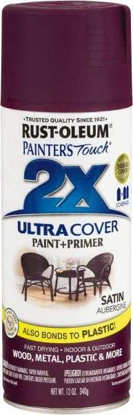 Rust-Oleum - Aubergine (Color), Satin, Enamel Spray Paint - 8 Sq Ft per Can, 12 oz Container, Use on Multipurpose - Eagle Tool & Supply