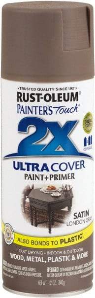 Rust-Oleum - London Gray, Satin, Enamel Spray Paint - 8 Sq Ft per Can, 12 oz Container, Use on Multipurpose - Eagle Tool & Supply
