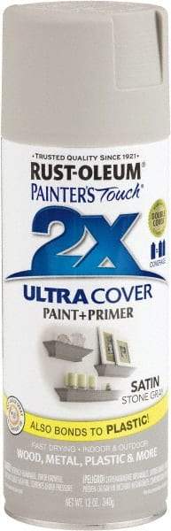 Rust-Oleum - Stone Gray, Satin, Enamel Spray Paint - 8 Sq Ft per Can, 12 oz Container, Use on Multipurpose - Eagle Tool & Supply