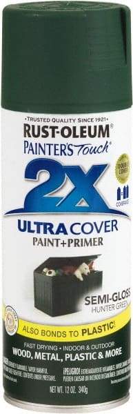 Rust-Oleum - Hunter Green, Semi Gloss, Enamel Spray Paint - 8 Sq Ft per Can, 12 oz Container, Use on Multipurpose - Eagle Tool & Supply