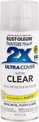 Rust-Oleum - Clear, Satin, Enamel Spray Paint - 8 Sq Ft per Can, 12 oz Container, Use on Multipurpose - Eagle Tool & Supply