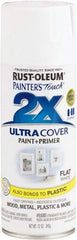 Rust-Oleum - White, Flat, Enamel Spray Paint - 8 Sq Ft per Can, 12 oz Container, Use on Multipurpose - Eagle Tool & Supply