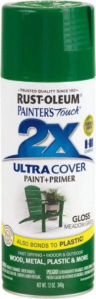 Rust-Oleum - Meadow Green, Gloss, Enamel Spray Paint - 8 Sq Ft per Can, 12 oz Container, Use on Multipurpose - Eagle Tool & Supply