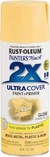 Rust-Oleum - Warm Yellow, Gloss, Enamel Spray Paint - 8 Sq Ft per Can, 12 oz Container, Use on Multipurpose - Eagle Tool & Supply