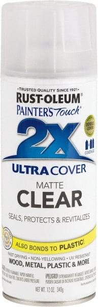 Rust-Oleum - Clear, Flat, Enamel Spray Paint - 8 Sq Ft per Can, 12 oz Container, Use on Multipurpose - Eagle Tool & Supply