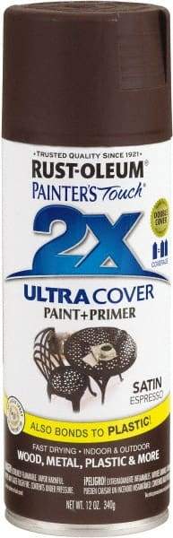 Rust-Oleum - Espresso, Satin, Enamel Spray Paint - 8 Sq Ft per Can, 12 oz Container, Use on Multipurpose - Eagle Tool & Supply