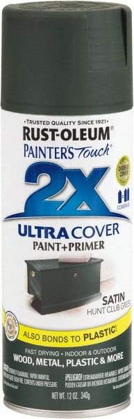 Rust-Oleum - Hunt Club Green, Satin, Enamel Spray Paint - 8 Sq Ft per Can, 12 oz Container, Use on Multipurpose - Eagle Tool & Supply