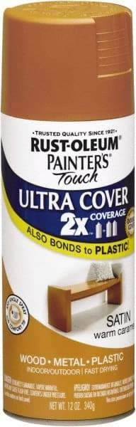 Rust-Oleum - Warm Caramel, Satin, Enamel Spray Paint - 8 Sq Ft per Can, 12 oz Container, Use on Multipurpose - Eagle Tool & Supply