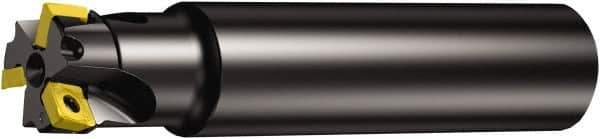 Sandvik Coromant - 1" Cut Diam, 5.5mm Max Depth of Cut, 1" Shank Diam, 8" OAL, Indexable Square Shoulder End Mill - 490R-08T308M-PL Inserts, Cylindrical Shank, 90° Lead Angle, Through Coolant, Series CoroMill 490 - Eagle Tool & Supply