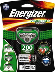Energizer - White, Red LED Bulb, 200 Lumens, Hands-free Flashlight - Green Plastic Body, 3 AAA Alkaline Batteries Included - Eagle Tool & Supply