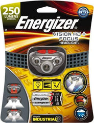 Energizer - White, Red LED Bulb, 300 Lumens, Hands-free Flashlight - Gray Plastic Body, 3 AAA Alkaline Batteries Included - Eagle Tool & Supply