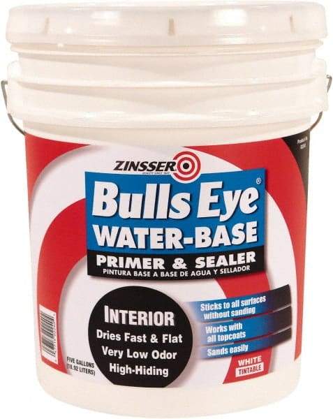 Rust-Oleum - 5 Gal White Water-Based Acrylic Enamel Primer - 1000 Sq Ft Coverage, <100 gL Content, Quick Drying, Interior/Exterior - Eagle Tool & Supply