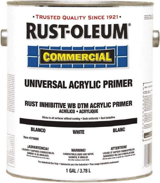 Rust-Oleum - 1 Gal White Water-Based Acrylic Enamel Primer - 350 to 450 Sq Ft Coverage, <100 gL Content, Quick Drying, Interior/Exterior - Eagle Tool & Supply