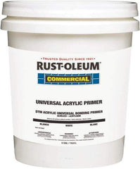 Rust-Oleum - 5 Gal White Water-Based Acrylic Enamel Primer - 350 to 450 Sq Ft Coverage, <100 gL Content, Quick Drying, Interior/Exterior - Eagle Tool & Supply