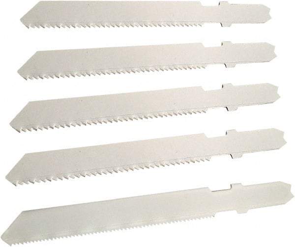 Disston - 5 Piece, 3" to 3" Long, 10-14 to 24 Teeth per Inch, Bi-Metal Jig Saw Blade Set - Toothed Edge, U-Shank - Eagle Tool & Supply