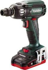 Metabo - 1/2" Drive 18 Volt Pistol Grip Cordless Impact Wrench & Ratchet - 2,150 RPM, 0 to 4,250 BPM, 295 Ft/Lb Torque, 2 Lithium-Ion Batteries Included - Eagle Tool & Supply